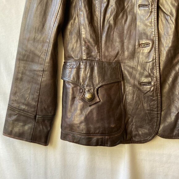 Vintage French Redskins Brown Patina Leather Jacket Size M Glove Soft Read! - Picture 6 of 16